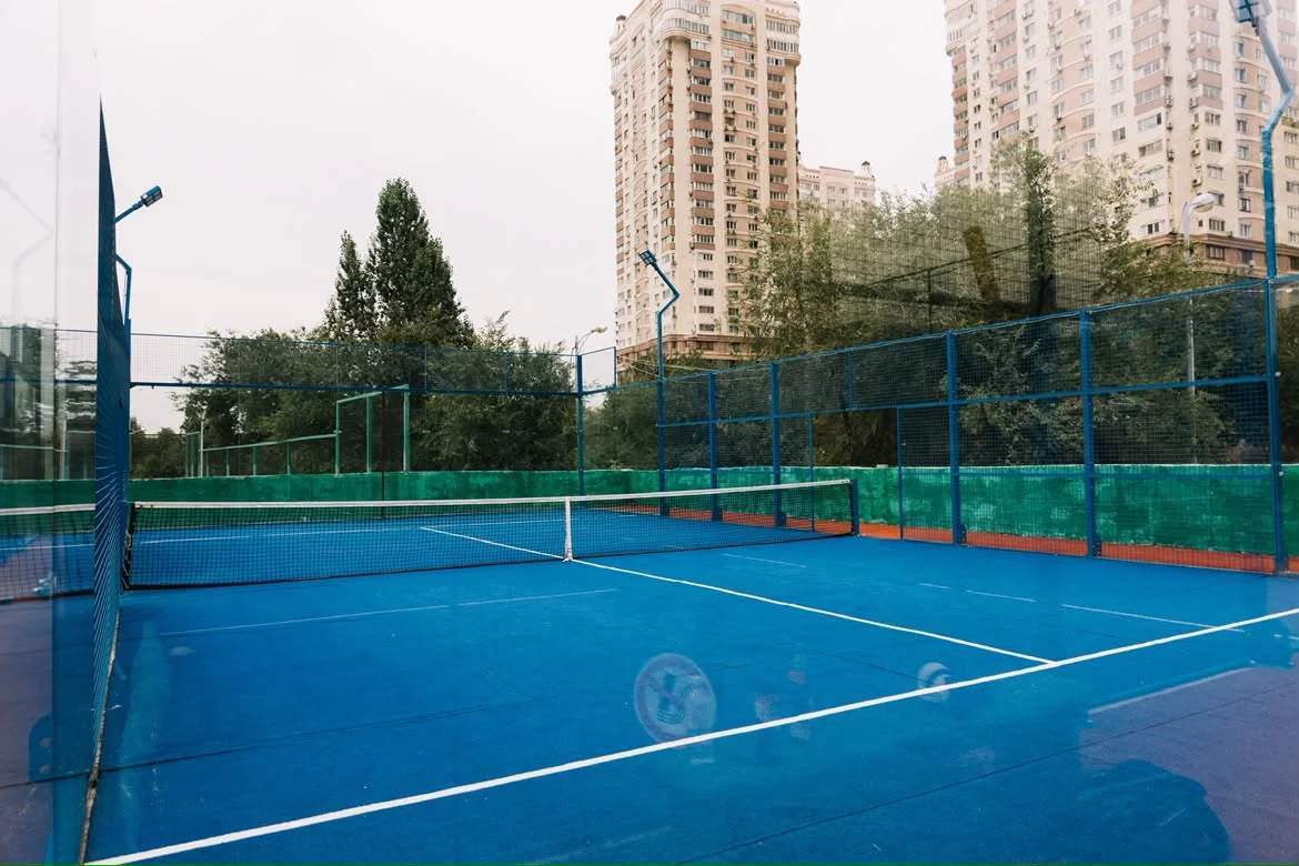 Outdoor padel court at Maqsat Padel in Almaty