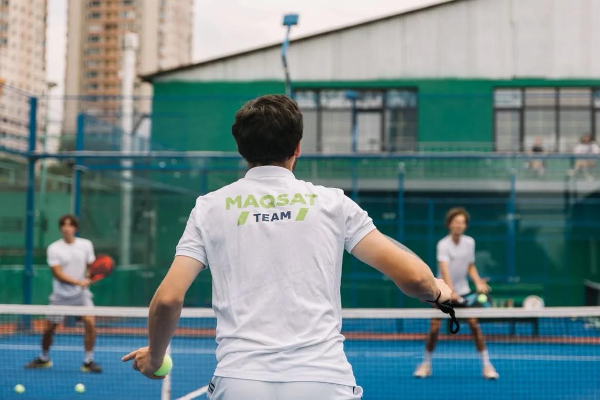 Outdoor padel court at Maqsat Padel in Almaty