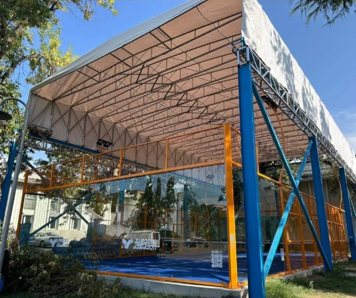 Covered padel court at Padel Island Expo Park in Tbilisi